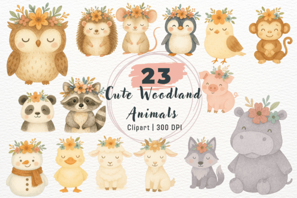 Download Watercolor Cute Woodland Animals Clipart - Woodland animals Collection
