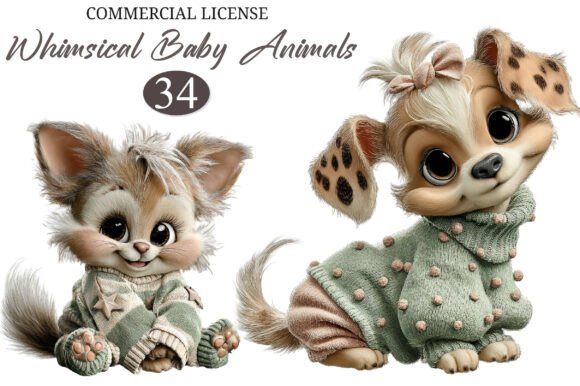 Download Whimsical Baby Animals in Sweaters Clipa - Baby animals Collection