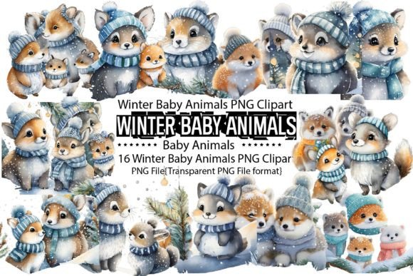 Download Winter Baby Animals Sublimation Bundle - Baby animals Collection