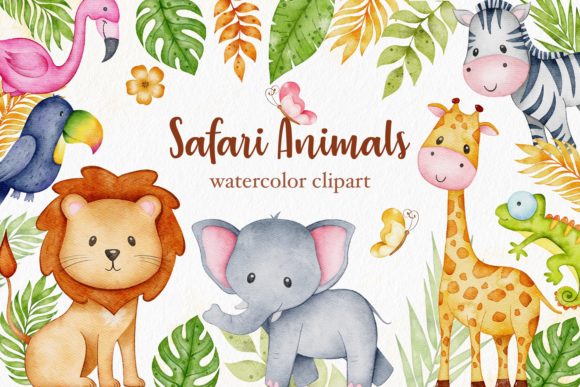 Download Watercolor Safari Baby Animals Clipart - Baby animals Collection