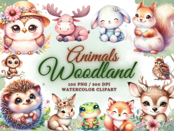 Download Watercolor Cute Woodland Animals Clipart - Woodland animals Collection