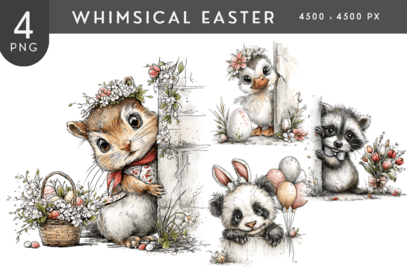 Download Whimsical Easter Woodland Animals PNG - Woodland animals Collection