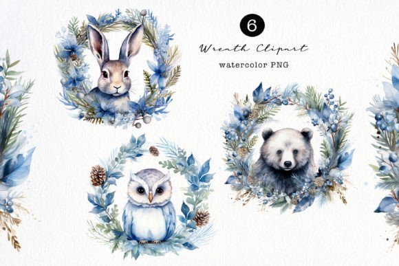 Download Woodland Animals Wreath Winter Clipart - Woodland animals Collection