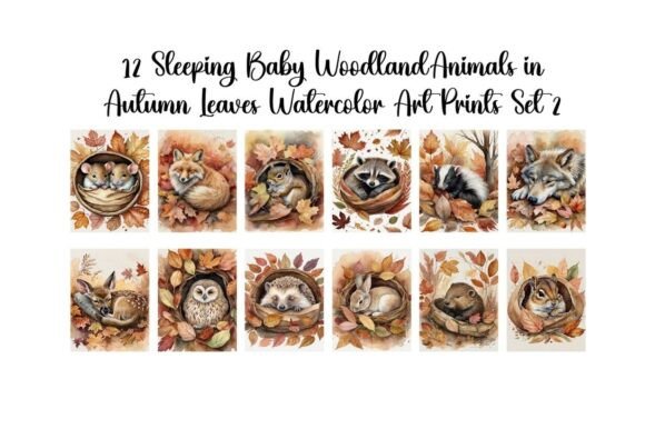 Download Woodland Baby Animals in Autumn Leaves - Baby animals Collection