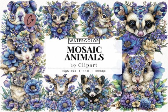 Download Mosaic Animals Clipart, Baby Animals PNG - Baby animals Collection