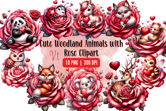 Download Watercolor Cute Woodland Animals Roses - Woodland animals Collection