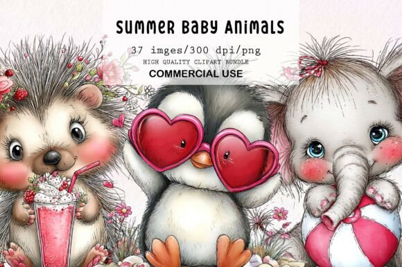 Download Whimsical Summer Baby Animals Clipart - Baby animals Collection