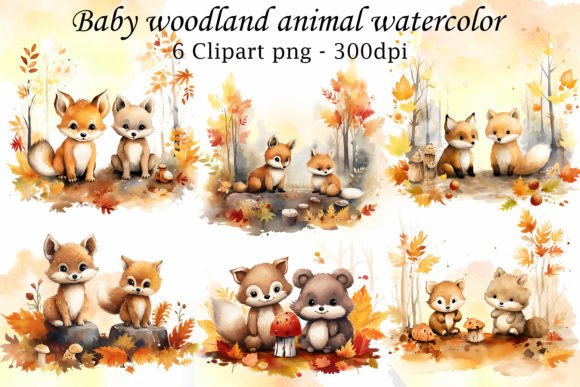 Download Autumn Woodland Baby Animals Watercolor - Baby animals Collection