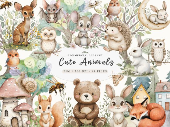 Download Adorable Cute Fairy Woodland Animals Png - Woodland animals Collection