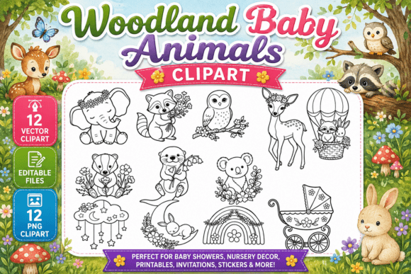 Download Woodland Baby Animals Digital Clipart - Baby animals Collection