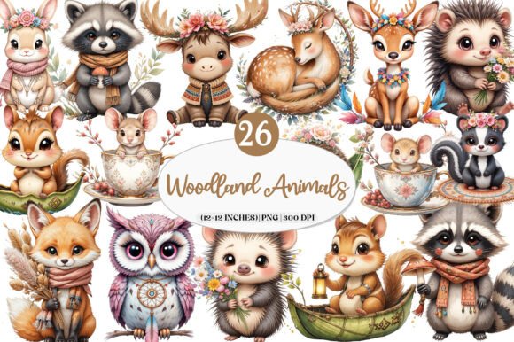 Download Boho Woodland Animals, Cute Animals Png - Woodland animals Collection