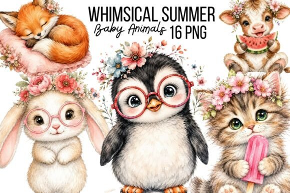 Download Whimsical Summer Baby Animals Clipart - Baby animals Collection