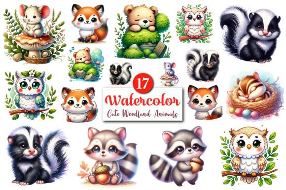 Download Cute Watercolor Woodland Animals Clipart - Woodland animals Collection