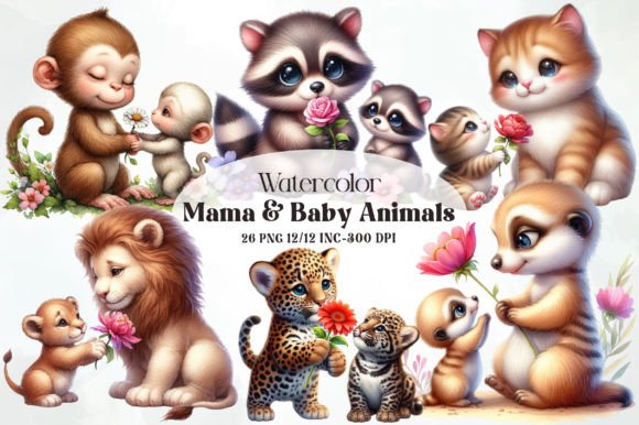Download Cute Mama and Baby Animals PNG Clipart - Baby animals Collection
