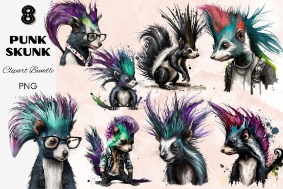 Download Punk Skunk Clipart Animal Emo Bundle - Skunk clipart Collection