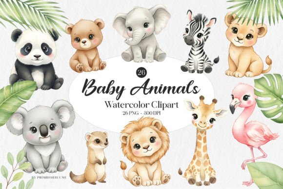 Download Baby Animals Watercolor Clipart - Baby animals Collection
