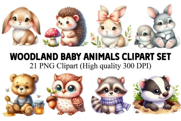 Download Woodland Baby Animals Clipart Set - Baby animals Collection
