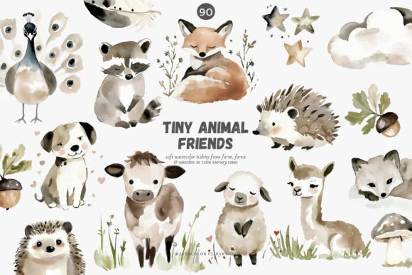 Download Watercolor Baby Animals Clipart Set - Baby animals Collection