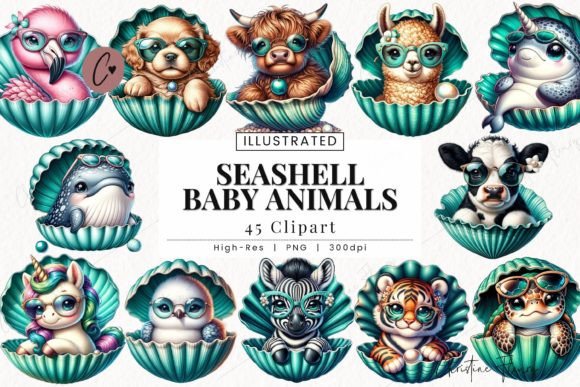 Download Seashell Baby Animals Clipart, Beach PNG - Baby animals Collection