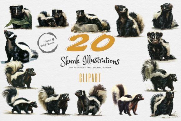 Download Adorable Woodland Skunk Clipart - Skunk clipart Collection